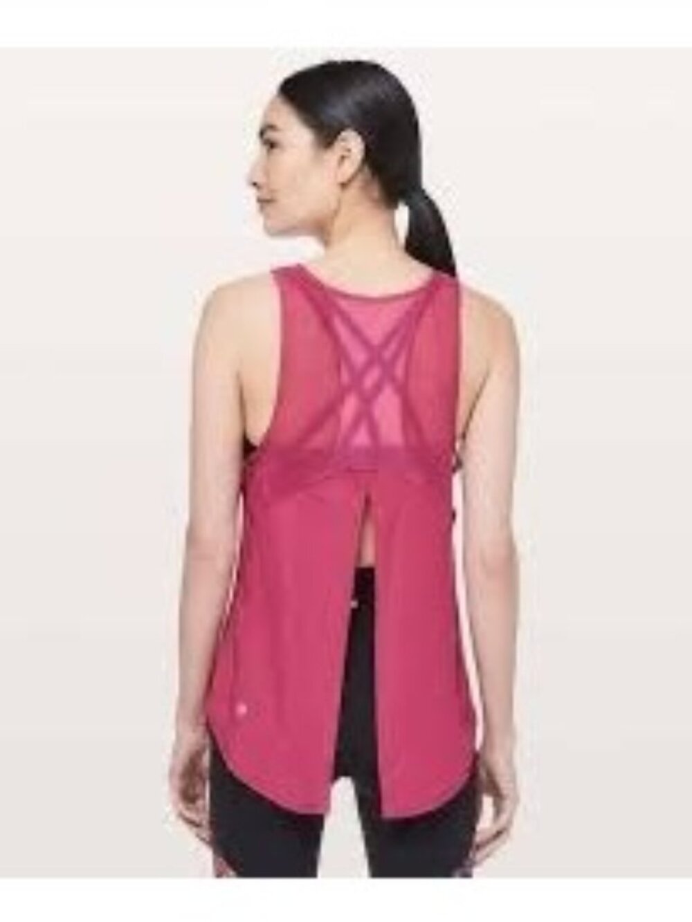 Lululemon Sculpt Tank Top Pink Open Split Back Mesh Yoga Athletic Sz 4